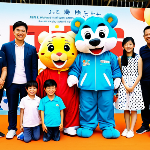Home 18 띠띠뽀 팬덤과의 오프라인 만남 - Group Photo at Fan Event**
"A group of Vietnamese children and their parents posing for a photo wit...