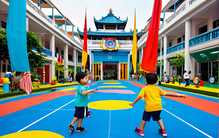띠띠뽀 팬들을 위한 특별 이벤트 - Interactive Play Area**
"A vibrant and bustling scene at 'Titipo Đại Hội,' featuring a large intera...