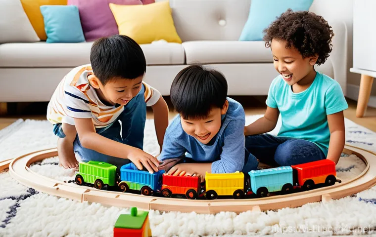 띠띠뽀 관련 글로벌 팬들의 활동 - **Prompt:** A group of cheerful young children, diverse in ethnicity and wearing brightly colored, c...