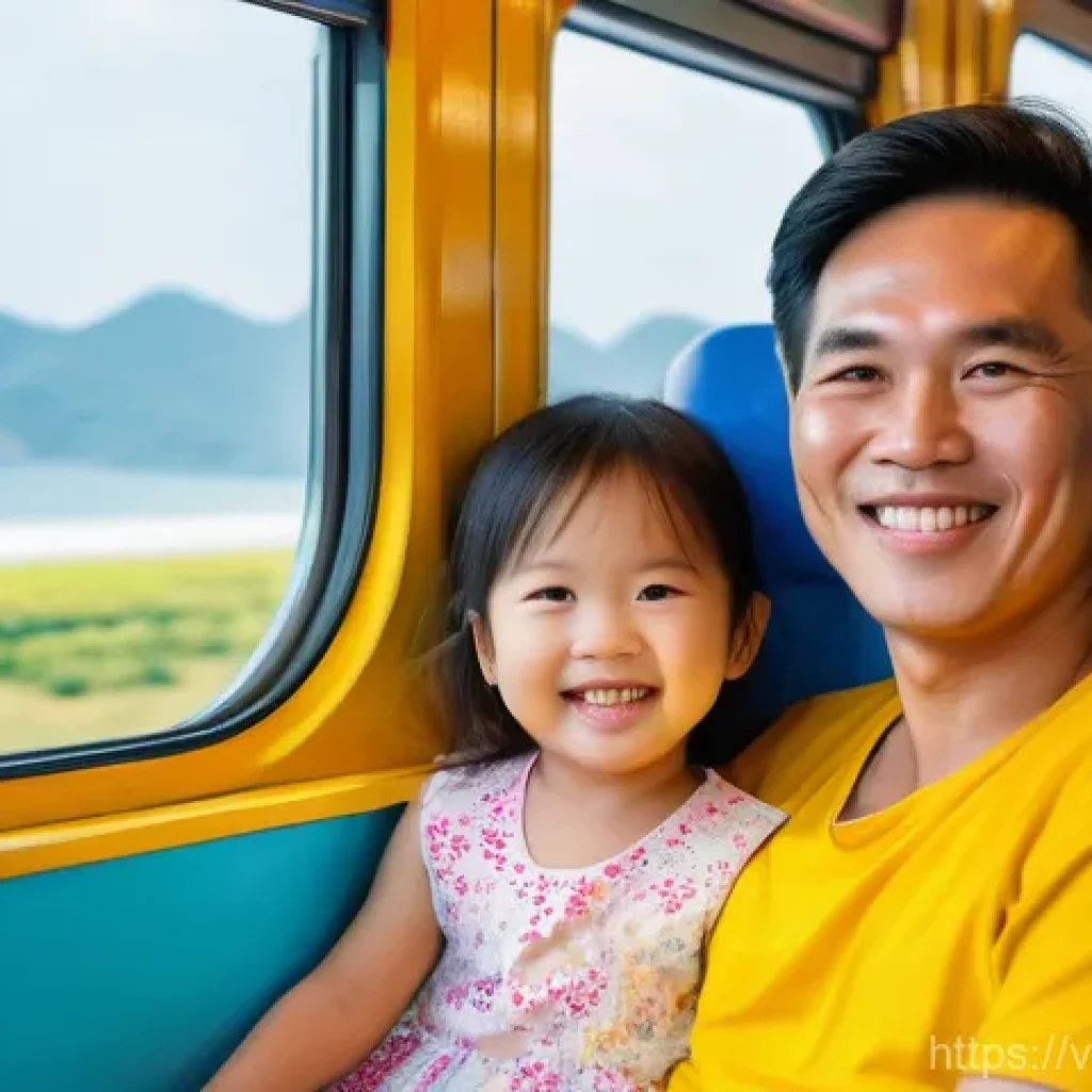 띠띠뽀 팬들을 위한 여행 계획 - **A Vietnamese family's joyful train journey through scenic coastal landscapes.**
    A vibrant, med...