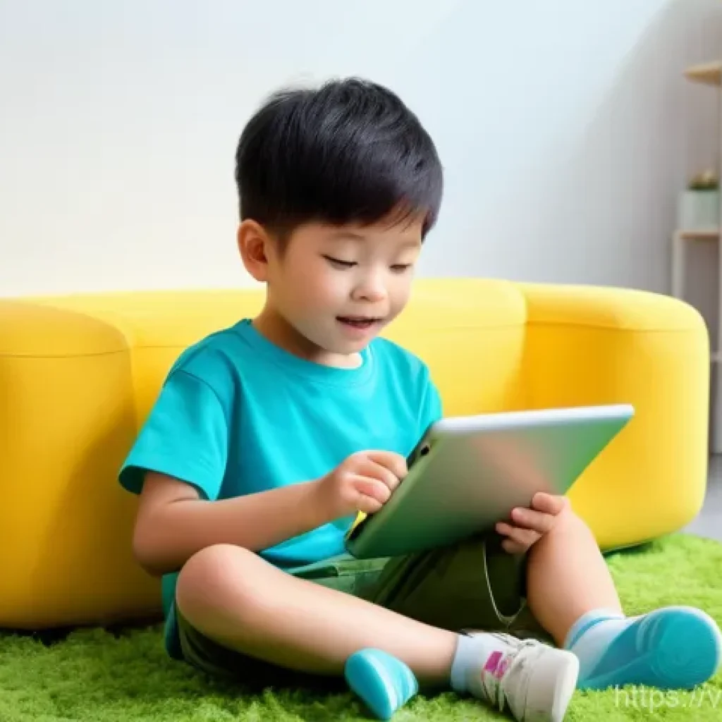 띠띠뽀 OTT 서비스 비교 - **Prompt:** A cheerful Vietnamese child, approximately 6 years old, with bright, curious eyes, is en...