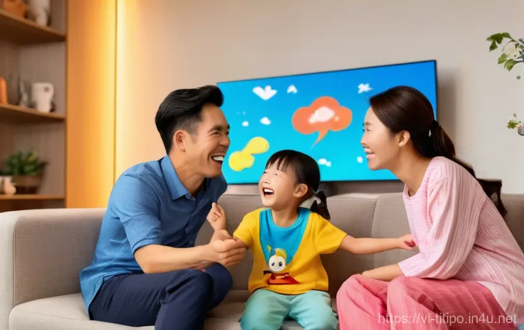 띠띠뽀 OTT 서비스 비교 - **Prompt:** A caring Vietnamese mother, in her early 30s, gently guides her 4-year-old daughter whil...