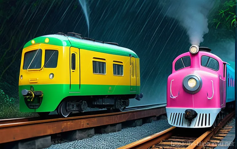 띠띠뽀와 어린이들에게 영감을 주는 이야기 - **Prompt:** A vibrant, cheerful animated scene featuring Titipo, the green train, confidently chuggi...