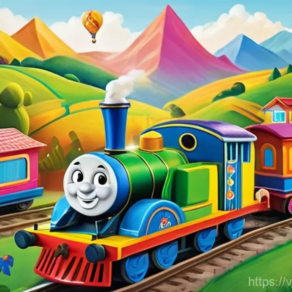띠띠뽀 콘텐츠의 글로벌 협력 가능성 - **Prompt:** A vibrant and cheerful animated scene featuring Titipo and his train friends (Diesel, Ge...