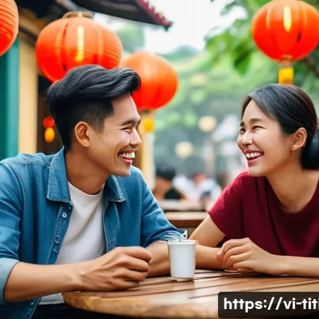 띠띠뽀와 관련된 명언과 교훈 - A serene and heartwarming scene of a diverse group of Vietnamese friends sitting together in a cozy ...