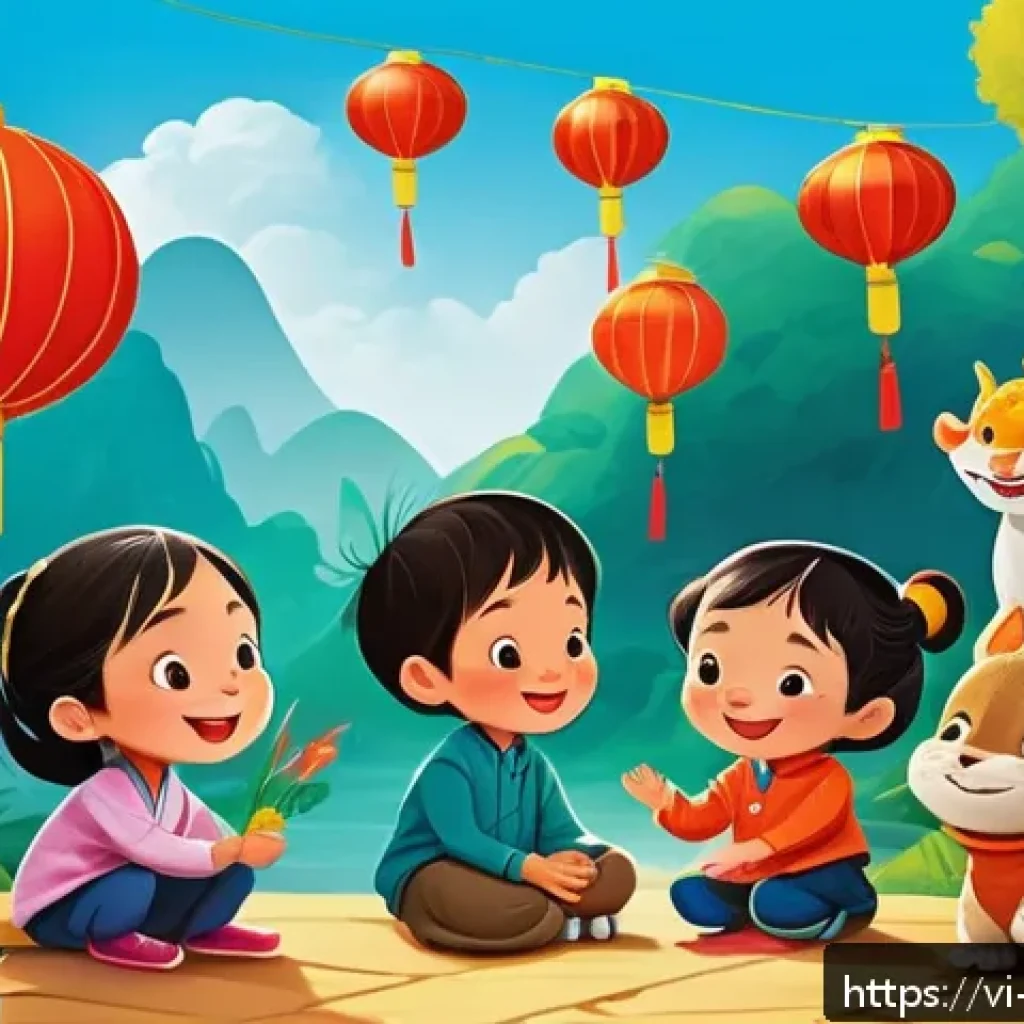띠띠뽀와 어린이들의 꿈과 연결 - A vibrant and colorful scene featuring diverse, animated children characters from a Vietnamese presc...