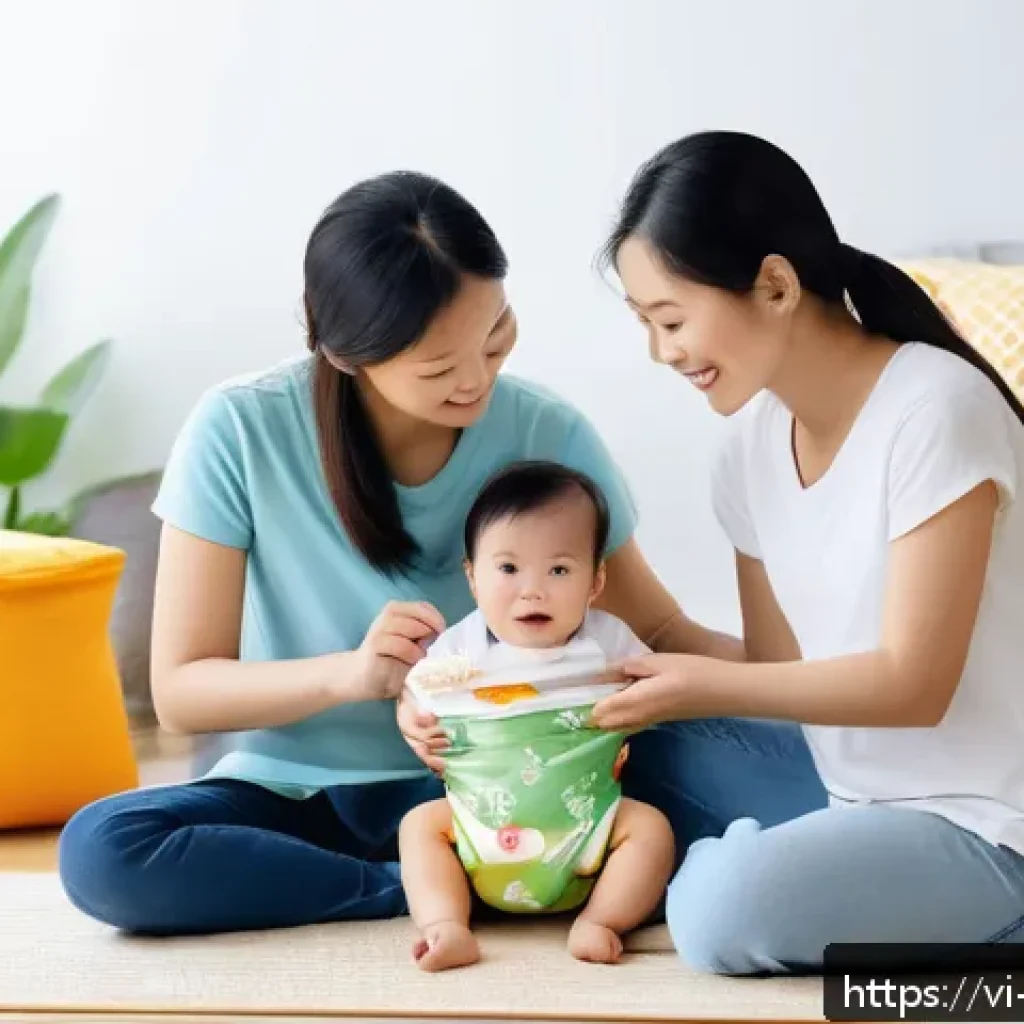 띠띠뽀 상품화 성공 요인 - A warm and inviting Vietnamese young family scene, parents lovingly holding their toddler dressed in...