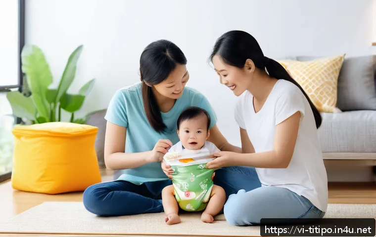 띠띠뽀 상품화 성공 요인 - A warm and inviting Vietnamese young family scene, parents lovingly holding their toddler dressed in...
