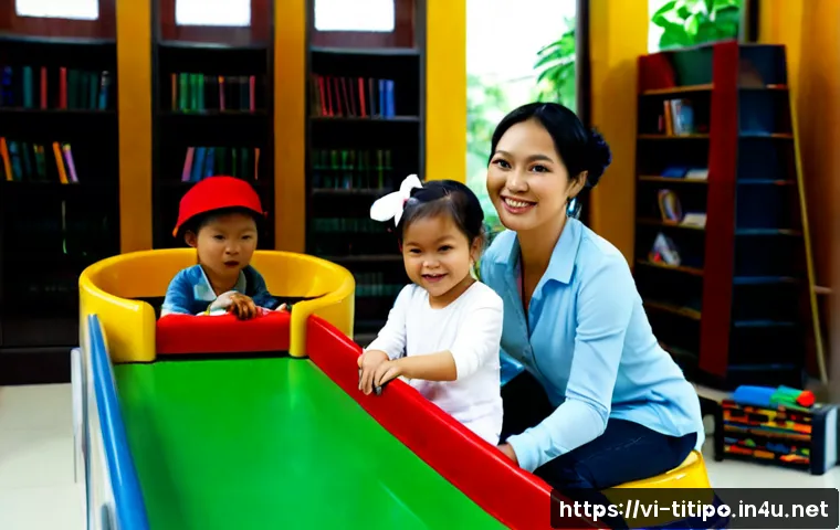 Home 17 띠띠뽀의 새로운 팬층 확대 전략 - Photorealistic Vietnamese family in a bright Ho Chi Minh City community library, young parents and t...